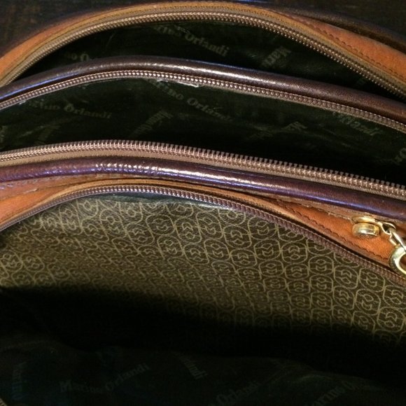 Designer brown Italian vintage Marino Orlandi leather bag - Picture 7 of 9